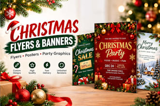 design stunning christmas flyer, holiday banner, party poster