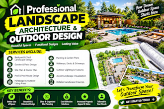 be your professional landscape architect, garden patio yard site plan pool house