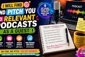 find and pitch you to relevant podcasts as a guest