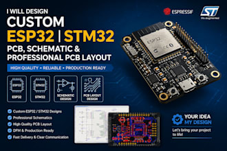 design custom esp32 stm32 pcb, schematic and p pcb layout