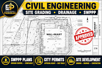 civil engineering permit  stormwater drainage swppp site grading  flood analysis