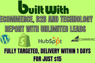 provide 10 builtwith pro reports in 12 hours max delivered in CSV  or excel