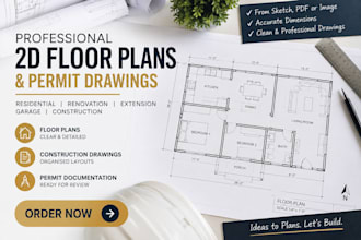 draw 2d floor plans, house plans and permit drawings