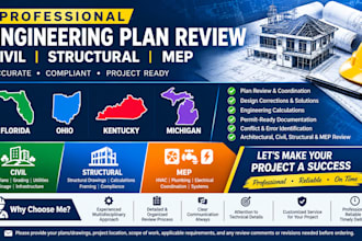 review and seal civil and structural engineering mep plan in florida ohio ky mi