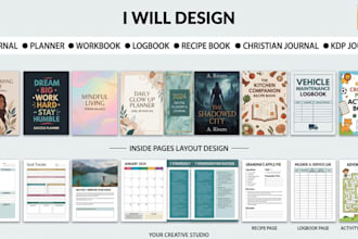 do kdp journal design, prayer journal, workbook design, planner design