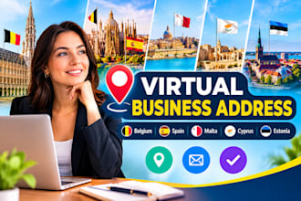 provide virtual business address in belgium, spain, malta, cyprus and estonia