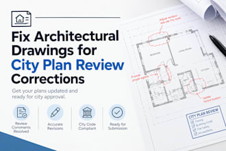 fix architectural drawings for city plan review corrections