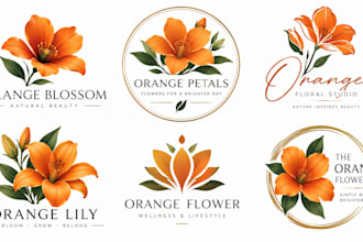 design a professional floral, botanical, beauty, or nature  orange flower logo