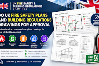 do UK fire safety plans and building regulations drawings for approval