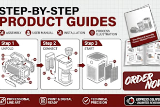 design product user manual line art assembly instruction diagram