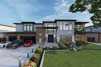 do photorealistic exterior architectural renders for homes offices and propert
