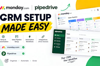 setup monday crm and pipedrive sales pipeline automation