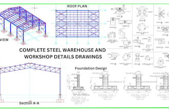 design steel structures, structural drawings and fabrication shop drawings