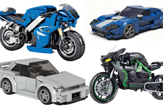 create custo lego technic car, bike, ship and vehicle