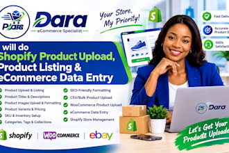 do shopify product upload, product listing and ecommerce data entry