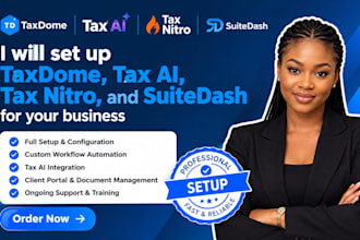 set up taxdome, tax ai, tax nitro, and suitedash for your business
