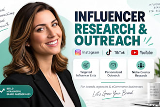 do influencer research and outreach for instagram tiktok and youtube