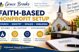 register your US faith based nonprofit, irs compliance, bylaw, church nonprofit