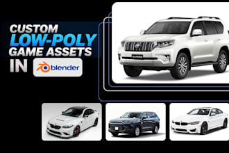 create low car poly for game asset, fivem rendering and animation in blender