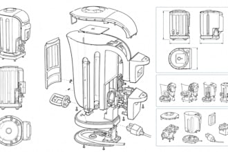 create product illustration with technical line art, exploded views and assembly