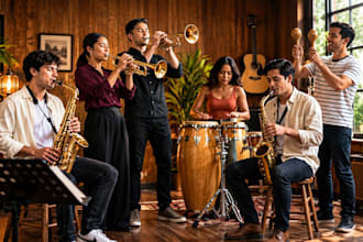 record live latin trumpet, trombone, saxophone and percussion