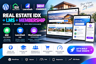build real estate idx website learndash lms site woocommerce membership