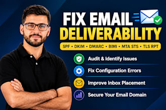 audit fix email deliverability spam spf, dkim, dmarc, mx bimi, mta sts, tls rpt