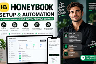 set up honeybook CRM, workflows, automation and client onboarding