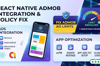 integrate admob ads in react native and fix admob ad limit account issue