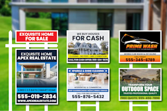 design yard sign, lawn sign, bandit sign, signage and real estate sign