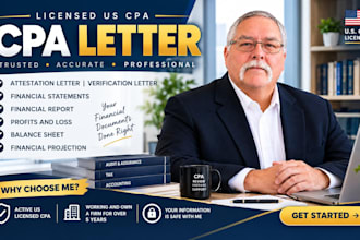 prepare US CPA letter, CPA comfort letter, business income verification letter