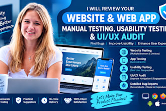 review website manual testing for web app usability testing and UI UX audit