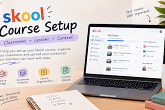 set up your skool course, classroom, lessons and content