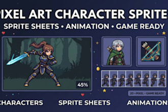 create nsfw pixel art character sprite sheets, anime pixel arts with animation