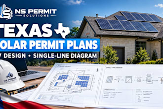 design a solar permit plan set, pv design and single line diagram for texas