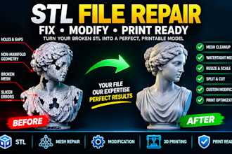 repair fix and modify stl files for 3d printing with mesh cleanup and print prep