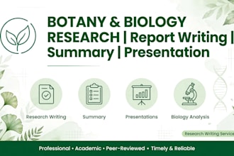 biology and botany research and report writing