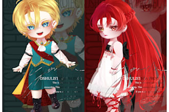 cute chibi fullbody illustration