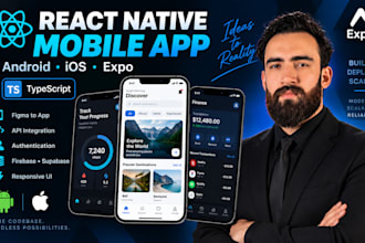 develop react native expo mobile app for android and ios using typescript