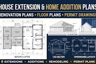 house extension plan, house addition drawing home addition home renovation plan