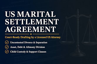 draft comprehensive US marital settlement or divorce agreement