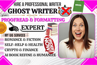 write bestselling fiction romance self help finance or crypto and health ebook