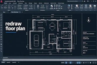 redraw floor plans, pdf to autocad cad conversion and architectural drafting