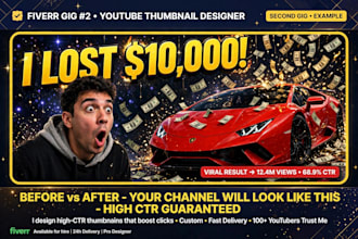 design 3 eye catching modern youtube thumbnails