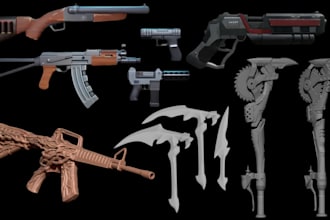 scuplt 3d cosplay weapons props 3d airsoft gun model accessory for 3d printing