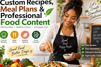create custom recipes, meal plans and professional food content