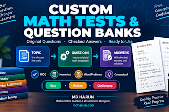 create custom math tests, worksheets and question banks with answers