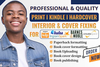 fix KDP kindle formatting errors, bleed, margins and rejected book cover files