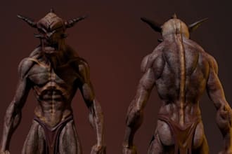 create 3d creature and monster character models for games, films and 3d printing