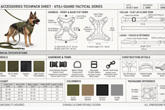 design pet accessories tech pack pet  collar harnesses leash pet clothing design